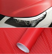 Resim MeyZone Karbon Fiber Folyo Hava Kanallı Araç Döşeme Kaplama Folyosu Kırmızı 30 Cm X 1 Metre 