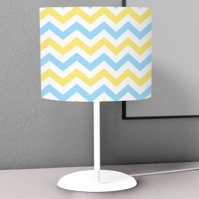 Resim instababyrooms Sarı Mavi Çizgi Desenli Çocuk Odası Dijital Baskılı Çocuk Odası Masaüstü Abajur Avize 