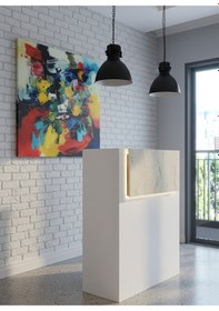 Resim Resital Ledli Karşılama Bankosu G-90 Cm Ofis Kasa Resepsiyon Masası Banko-003-1-8 