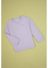Resim U.S. Polo Assn. Kız Çocuk Lila Şardonlu Bisiklet Yaka Basic Sweatshirt 50316810-VR245 