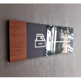 Resim Dekokonsept Wooden Serisi Arşiv Yönlendirme Tabelası 