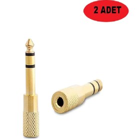 Resim nelerbulurum 2 Adet Sarı Metal Gold 3.5mm To 6.3mm Ses Kulaklık Hoparlör Kulaklık Ucunu Jack Fiş Uca Çevirici 