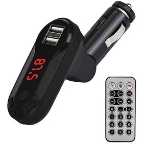 Resim Bluetooth Fm Transmitter Araç Şarj Adaptörü 2 Usb Kumandalı Müzik Aktarıcı 