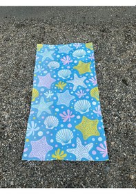 Resim Baskılı Plaj Havlusu Mavi 