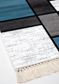 Resim Alanur Home Eko Trend Djt Yıkanabilir Kaymaz Taban 3 Lü Yatak Odası Takımı S5044 Geometrik Mavi 