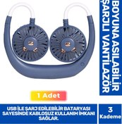 Resim Fantazer 3 Kademeli Ultra Sessiz Sarı Eller Serbest Boyuna Asılabilir Şarjlı Klima Soğutucu Fan Vantilatör 