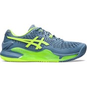 Resim Asics Gel Resolution 9 Clay Mavi Yeşil Erkek Tenis Ayakkabısı 