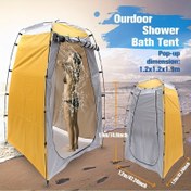Resim Yeşil Pop-Up Kamp Şampuan Elbise Giyinme Çadırı - Taşınabilir, Kare, Fermuarlı, Su Geçirmez, Tüm Mevsimler, Fiberglas Braketi, Polyester Kumaş, Açık Hava Mobil Tuvalet ve Değişim Odaları için İdeal, Kamp Şampuan Çadırı | Taşınabilir Şampuan Çadırı | Dayanıklı Fermuar Kapatma, Kamp Aksesuarları 