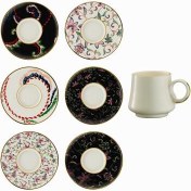 Resim Sandro Moreno 1453 Desen Yağmuru Double Yüzük Gold 12 Parça 6 Kişilik Kahve Fincan Takımı 120 ml 