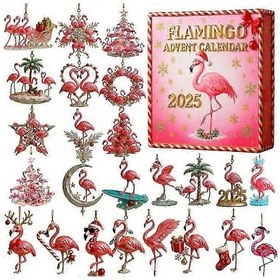 Resim 2025 Noel Advent Takvimleri Dekorasyon Akrilik 3d Olmayan Tam Stil Flamingo Kör Kutular 
