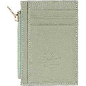 Resim Westpolo Ivo Fermuarlı Bozuk Para Bölmeli Unisex Hakiki Flötr Deri Kartlık - Mint Yeşili 