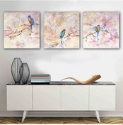 Resim Kanvas Tablo Kuşlu 3 Parça Set 48 