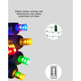 Resim AyrStore 2x2 Metre Pil ile Çalışan Perde LED Işık – 8 Modlu Dekoratif 