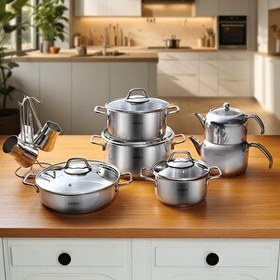 Resim Karaca Belgrad Indüksiyon Tabanlı 15 Parça Çelik Çeyiz Seti 