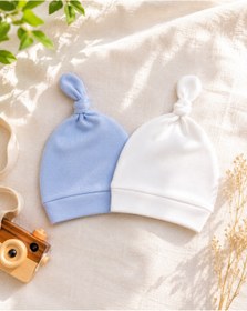Resim UmBaby % 100 Pamuklu Penye Yenidoğan Bebek Bere Şapka 4'lü Set 