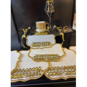 Resim Ars 6'lı Gold Taşlı Sunum Peçetesi, Kahve Yanı Peçetesi, Kokteyl Peçetesi 