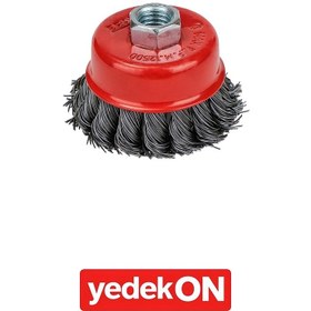 Resim Çanak Fırça 125mm Burmalı Gri Telli M14 Vidalı 