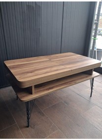 Resim Orta Satranç Sehpa Eym 90557 Metal Ayak 1 Sınıf Suntalam Üst Tabla Açık Kahverengi 