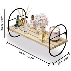 Resim Bino Bino Duvar Rafı Kitaplık Ahşap Salon Banyo Mutfak Rafı Izgaralı 