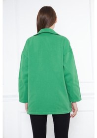 Resim Kadın Benetton Yeşili Oversize Kot Ceket Benetton 