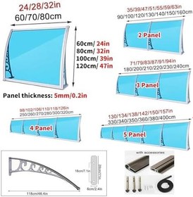 Resim Dış Mekan Tente 47x102 inç, Yağmur için Pencere ve Kapı Kanopisi, Kar, Güneş UV Koruması, Gümüş Braket, Bronz İçi Boş Levha, Veranda ve Güverte için Mükemmel, Dayanıklı Dış Tente 
