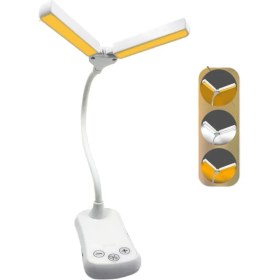 Resim Youxuan Yaratıcı Çift Kafa Üç Düğmeli Dokunmatik Göz Koruyucu Klips Okuma Lambası (Yurt Dışından) 