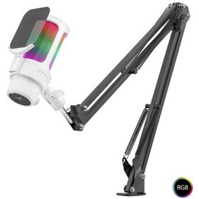Resim Profesyonel Ayarlanabilir Masa Kolu Askılı Rgb Mikrofon 192 Khz / 24bit Type-c - Beyaz M835w 