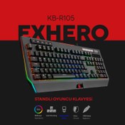 Resim Rampage KB-R105 EXHERO Full RGB Ledli Red Switch Makrolu Standlı Profesyonel Gaming Oyuncu Klavyesi Rampage