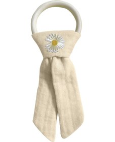 Resim Pamuk Muslin Bebek Diş Kaşıyıcı Yıkanabilir Ahşap Desenli Bej 