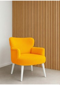 Resim Waterybrook Modern Welsoft Berjer Koltuk Demonte Beyaz Ahşap Ayak 12 Renk Seçeneği Sarı 