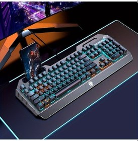 Resim Fastbuy Ergeonik Gaming Klavye Usb Kablolu Mavi Anahtarlı Tamamı Metal, Metal Panel 