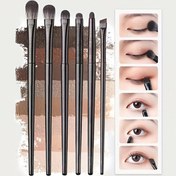 Resim 6 Parça Yumuşak Göz Farı Fırça Seti Göz Makyajı Silme İpekböceği Eyeliner Bıçağı Göz Detayı Küçük Makyaj Fırçası 