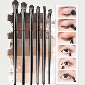Resim 6 Parça Yumuşak Göz Farı Fırça Seti Göz Makyajı Silme İpekböceği Eyeliner Bıçağı Göz Detayı Küçük Makyaj Fırçası 