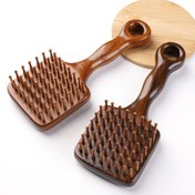Resim Sandal Ağacı Baş Masajı Tarak - Ergonomik Tasarım, Çözme, Saç Masajı ve Saç Bakımı için Çok Fonksiyonlu Anti-Knotlu Uzun Saplı Saç Tarak, Tüm Saç Tipleri için Dayanıklı Ahşap Saç Fırçası, Çözme Tarak, Doğal Ahşap Tasarım, Pürüzsüz Bitiş 