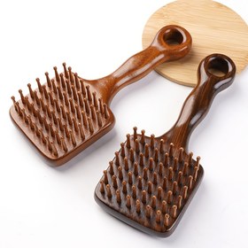 Resim Sandal Ağacı Baş Masajı Tarak - Ergonomik Tasarım, Çözme, Saç Masajı ve Saç Bakımı için Çok Fonksiyonlu Anti-Knotlu Uzun Saplı Saç Tarak, Tüm Saç Tipleri için Dayanıklı Ahşap Saç Fırçası, Çözme Tarak, Doğal Ahşap Tasarım, Pürüzsüz Bitiş 