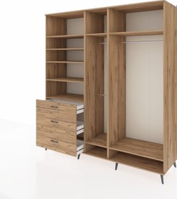 Resim Kronos Dolap 9 Raflı 3 Çekmeceli 3 Askılı 220x59x243 Çam-çam/çam Atlas Çam/atlas Çam 