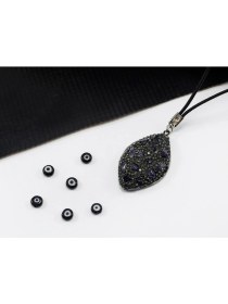 Resim Parlak Siyah Taşlı Mor Doğal Taşlı Araba Dikiz Ayna Süsü, Yeni Araba Hediyesi 