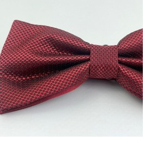 Resim Demfashion Bordo Kareli Erkek Saten Kumaş Petek Dokulu Papyon Bordo 
