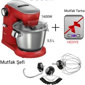 Resim Bosch Mutfak Şefi 1600W 5,5 L Karıştırma Paslanmaz Çelik Hazne ve Metal GÖVDE,MUM9A66R00+MUTFAKTARTI Hediye 