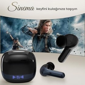 Resim Bix TWX Soundcraft ANC ENC Gürültü Engelleme Özellikli Dijital LED Ekranlı Bluetooth 5.4 TWS Kablosuz Kulak içi Kulaklık (Siyah) 