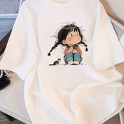Resim Kadınlar için %100 Pamuklu Geniş Kesim Grafikli Tişört - Siyah, Karikatür Karakter & Kedi Baskılı, Yuvarlak Yaka Kısa Kollu Günlük Kullanım İçin Makinede Yıkanabilir Rahat Fit, Bayan T-Shirtleri, Konforlu Giysi, Genç Tarzı Tasarım, Nefes Alabilen Kumaş 