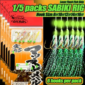 Resim TAQBAS 1/5 adet Flashabou Lazer Balık Derisi, Sabiki Rigleri Tuzlu Su, Balıkçılık Yem Rigleri Seti, Keskin Kanca ile Balıkçılık Rigleri, Tatlısu için Sığ Balıkçılığı Rigleri Balık Derisi Tüy Kanca 