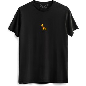 Resim Alfa Tshirt Animal Zürafa Baskılı Çocuk Siyah Tshirt 