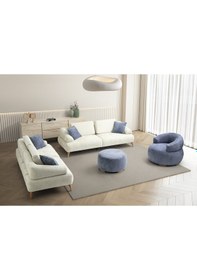 Resim Arti Ahşap Ayaklı 3+3+1 Koltuk Takımı Çok Renkli 