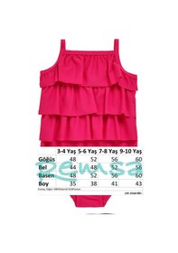 Resim Uv Korumalı Askılı Mayo Kız Bebek Yüzücü Mayo 5108 Pembe Fuşya 