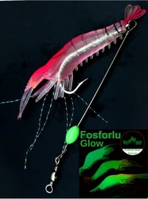 Resim Eagenset Fosforlu Glow Silikon Karides Yapay Yem Pembe 