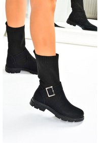 Resim Fox Shoes Siyah Triko Deri Kadın Bot L583182409 Siyah 