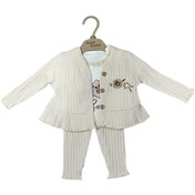 Resim ANNA BABBA 2476 Kız Bebek Flower Crop Krem Üçlü Takım 