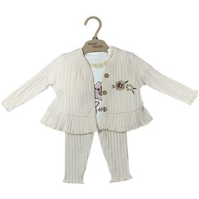 Resim ANNA BABBA 2476 Kız Bebek Flower Crop Krem Üçlü Takım 