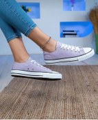 Resim Bağcıklı Unisex Kısa Keten Ayakkabı-lila-127 Lila 
